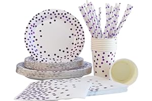 AHPYEUHK Piatti Carta Set di Piatti di Carta Usa e Getta 125pezzi Stoviglie per Feste Piatti e Bicchieri Tovagliolo Cannuccia per Varie Feste e Decorazioni di Compleanno