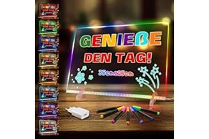SOLORAGE Led Zeichenbrett, Leuchtendes Led Zeichenbrett für Kinder mit 8 Farben & 6 Modi, 35x25cm Acryl Schreibtafel Kinder mit Adapter für Maltafel, Memo, Werbung, Nachtlicht, Wanddekoration