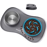 MateeyLife 3 in 1 Dog Bowl Set, Stainless Steel Anti-Oracity Feeder and Drinker with Silicone Non-Slip Mat, Bowls for Dogs of