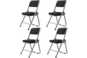 Chleby 4 Set Klappstuhl Besucherstuhl Klappstuhl mit Lederbezug Klappbare Esszimmerstühle sind geeignet für Küche, drinnen, draußen, Konferenzraum Schwarz