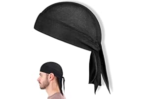 PUCIO bandana protezione UV, bandana traspirante uomo, foulard estivo capelli donna, berretto bandana sportivo, durag, bandana elastica traspirante che assorbe il sudore per corsa, ciclismo (nero)