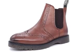Frank James Warkton Mens Leather Brogue Pull On Dealer Chelsea Boots