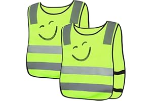 XxinXrong 2 Stück Warnweste Kinder, Reflektorweste, Sicherheitsweste, Reflektierende Warnweste Stark Sichtbar Sichtbarkeit für für Sport, Laufen, Fahrrad, Schule, Auto, Jungs, Mädchen