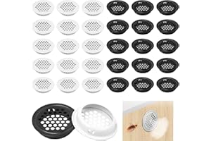 UTMACH 30 Pcs Rejilla de Ventilacion Redondo 35mm Rejilla Ventilacion de Acero Inoxidable Malla Agujero de Ventilación Orificio de Ventilación Redondo para Gabinete,Armarios de Cocina(Blanco y Negro)