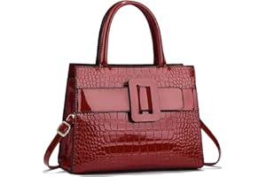 NICOLE & DORIS Stylish Handbags for Women Elegant Top Handle Bag Patent Leather Ladies Work Bag Shoulder Bags Crossbody Bag Multi Pocket Handbag with Clasp