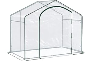 Outsunny Serre de Jardin PVC, Serre de Balcon, bâche renforcée, châssis en Acier, Porte zippée Enroulable, pour légumes Plantes, intérieur et extérieur, 180 x 100 x 168 cm, Transparent Vert