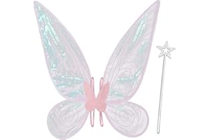 Silom Feenflügel für Kinder, Schmetterlingsflügel für Erwachsene, Mädchen, Frauen, Halloween, Weihnachten, Kostüm, Funkelnde Engelsflügel, Verkleidung, Partygeschenk (Rosa)