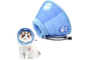 Kireida® Collar con conos de gato, suave collar para gatos pequeños y grandes, collar isabelino ajustable para gatos, gatitos, suave, ajustable, M