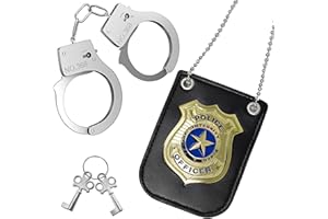 HUAHUANGHUI Manette e Distintivo Polizia Giocattolo Accessori Costume Poliziotto per Bambini Halloween Carnevale