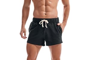 Amy Coulee Men's Athletic Running Shorts with Pockets - 3 Inch Gym Bodybuilding Casual Cotton Workout Shorts