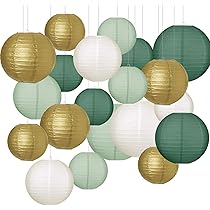 5 stuks 4 m ronde papieren hangende slinger, bosgroen, glitterpapier