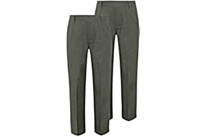 Integriti Schoolwear 2PK Boys School Trousers Comfort Fit Black Charcoal Grey Navy Blue Elasitcated Waist Age 3-16 Years