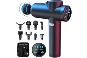 Pistolet de Massage Musculaire 99 Vitesses Réglables Massage Gun Électrique Masseur de Muscle Profond Portable 8 Têtes Remplaçables 2550mAh 3300 RPM Écran Tactile LED à Faible Bruit Soulager Douleurs