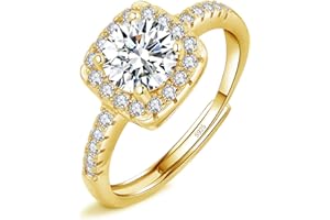 Josfeva Femme Bague Ouverte Argent Fin 925 avec Zircon Cubique 5A Blanc, Bague Réglable Hypoallergénique pour Femme Fille, Bague de Fiançailles Mariage Ronde Carrée en Forme de Coeur, Cadeau d'amour