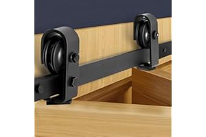 VEVOR Kit Quincaillerie de Porte Grange Coulissante Pliante, 1320 mm, Rail Simple Robuste, Montage par Haut, Coulissement Fluide, pour 2 Portes 60,96 cm de Placard, Buanderie, Portes Non Incluses