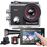 AKASO Action Cam 4K WiFi,Touch Screen,Telecomando,Angolo Variabile,Giroscopio Antitremore,Fotocamera Subacquea 40m,Caricabatt