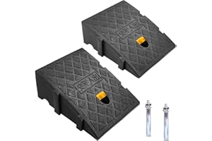 JAHOMFAI Rampas para Coches, Rampa Bordillo Coche, Bordillo Ligeras Portátiles para Calzadas, Aceras, Motos, Scooters, con 2 Pernos de Extensión