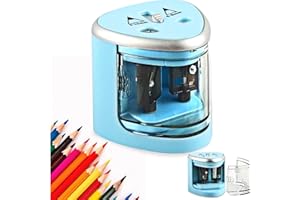 BINGGUNYO Elektrischer Universal-Bleistiftspitzer, Spitzmaschine Elektrisch, Anspitzer Elektrisch Dicke und Dünne Stifte, für Alle Bleistifte, Buntstifte, Eyeliner und Wachsmalstifte, Doppelspitzer (Blue)