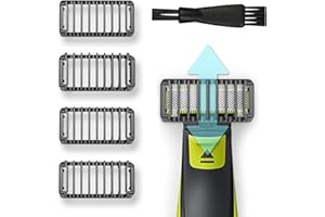 Guegine 4pcs Guide Comb Attachments Double-Sided Replacement 1,2,3,5 mm Trimmer Compatible with O Blade & Oblade Pro Qp2724 Qp2520 Qp2530 Qp2620 Qp2630 Body Nose Hair Beard Trimming Set Guide Combment