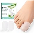 Welnove Gel Toe Cap and Protector - Infused Silicone Toe Covers - Big Toe Cushions for Pain Relief, Missing or Ingrown Toenails, Corns, Calluses, Blisters (8L, Clear)