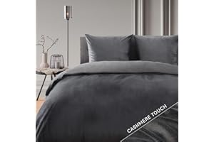 ‎BLUMTAL Blumtal Bettwäsche 135x200 cm im Cashmere-Touch - OEKO-TEX zertifizierter Bettdeckenbezug 135x200 + Kissenbezug 80x80 - extra weicher Bettbezug 135 x 200 Mikrofaser/warmes Bettwäsche Set Anthrazit