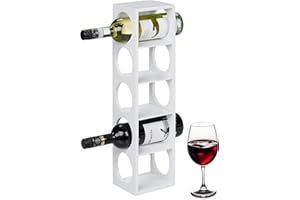 Relaxdays Étagère à vin pour 5 Bouteilles, en Bambou, HxLxP : 53x14x12 cm, Cuisine, Cave à vin et Bar, à Poser, Blanc