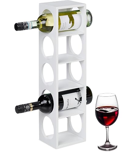 Porta Bottiglie In Bambù Per 5 Bottiglie - Scaffale Vino Impilabile 13,5x12x53 Cm