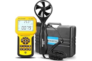 Professional Anemometer,GOLDCHAMP CFM Wind Speed Meter Datalogger 0.3-45m/s Wind Gauges with Wind Flow Temperature Measurement MAX/MIN/AVG Value, Data Record