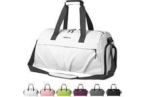 DBPBToU Sac de Sport Femme Homme Matériau Rigide, Sac Sport avec Compartiment à Chaussures de Ventilation, Sac de Voyage Femme Imperméable avec Compartiment Humide (Blanc)