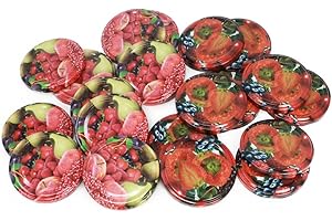 COM-FOUR® 20x couvercle de remplacement pour pots à confiture "fruit" - couvercle à vis pour pots à linteaux et pots Mason - TO 66 mm [la sélection varie] (20 pièces - TO 66 mm mélange de fruits)