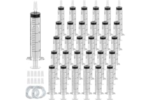 REYSHIN 30 Pack 20ml Plastic Syringe, Syringe Tools Individually Wrapped with Sealing Cap&Soft Tube for Scientific Labs Measuring Watering Feeding Pets Oil or Glue Applicator (20ml)