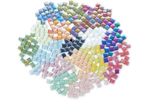 BTMIEY Azulejos de Mosaico de Cristal de Color Mezclado, 200pcs Cuadrados para Manualidades, Proveedor de Bricolaje, Arte Láser (Mezcla de Color)