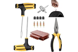 Kigniote Kit Reparation Pneu Voiture 37 pièces Kit Meche Pneu Voiture Kit Crevaison Voiture Reparation Pneu Voiture Kit Reparation Pneu Reparation Pneu Voiture kit Meche Pneu pour Voiture Moto Vélo