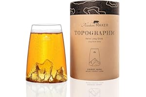 Alaskan MAKER Vetro lungo 450 ml - Borosilicato di alta qualità soffiato artigianalmente con montagne in rilievo | Cocktail, birra o soft topographic (Everest)