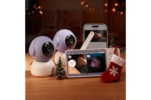 Boifun 2K Baby Monitor with 2 Cameras, 5” Split-Screen Display, App & Wireless Control, Motion & Cry Alerts, Auto Tracking, 2-Way Audio, Temperature & Humidity Sensor, Smart Monitor for Twins