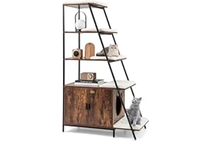 COSTWAY Szafka dla kota z półką drabinkową, zdejmowanymi pluszowymi matami i wejściem, dla kotów i psów, domowa (brązowe)