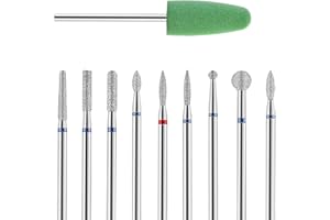 YUXIANLB 10pcs Nail Drill Bits Set for Manicure, Diamond Bits Drill Kit for Nail Professional Cuticle Removal Bits for Home Salon Acrylic Gel Nail