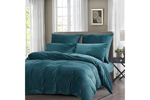 ‎BOQINGZHU Boqingzhu Plüsch Bettwäsche 135x200cm Biber Petrol Blau Flanell Winter Warm Kuschelig Flauschig Bettwäsche Teddy Fleece Samt Cashmere Touch Bettbezug 135x200cm mit Reißverschluss