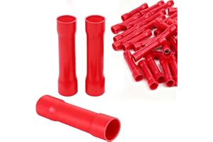 Sekfpnk 100 stycken stötskarvkopplingar set, 0,75–1,5 mm² isolerade kabelskor, PVC röd krympkoppling för isolerad ström, heli