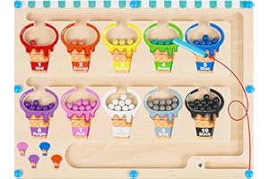 MELOFAVER Toddler Montessori Magnetic Color & Number Maze Toys, Wooden Magnet Puzzle Busy Board, Preschool Learning Activities Classroom Must Haves Travel Toys Gifts for 2 3 4 5 Years Old Boys Girls