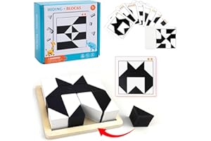JASTOWN Montessori puzzle z geometrycznym kształtem, drewniane klocki 3D, edukacyjne, logiczne myślenie, trening, zabawa, prezent (A)