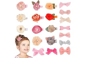 MOFASVIGI Kids Hair Clips 20pcs Flower Bow Hair Clips Baby Girls Rainbow Hair Bow Hair Accessories Alligator Hairpins Barrettes For Toddler Girls Newborn kids(Pink)
