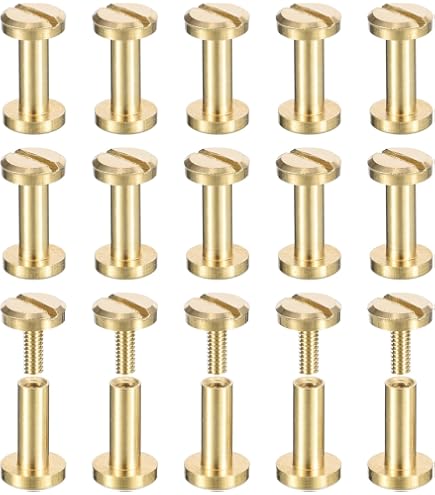 Viti Per Rilegatura Chicago, Ottone Placcato, 5x50mm, 10 Pezzi Viti Per Rilegatura Chicago, Ottone Placcato, 5x50mm, 10 Pezzi