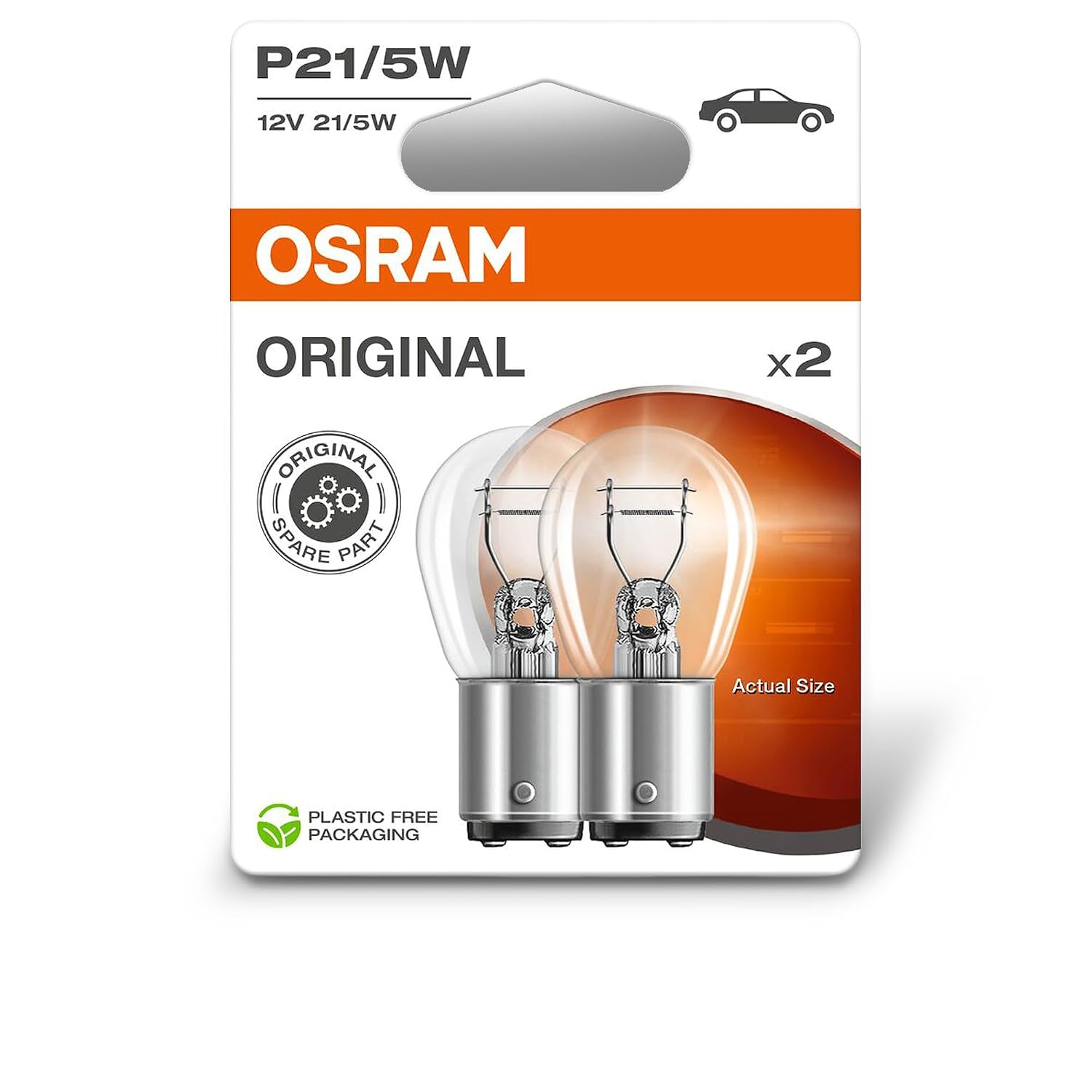 OSRAM ORIGINAL LINE 12V, P21/5W, signaliseringslamp, metalen voet, dubbele blister, (2 lampen)