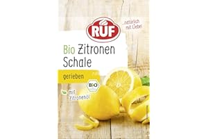 ‎RUF RUF Bio Zitronen Schale, gefriergetrocknete Zitronenschale mit Zitronenöl, Alternative zum frischen Zitronen-Abrieb, zum Aromatisieren von Gebäck und Desserts