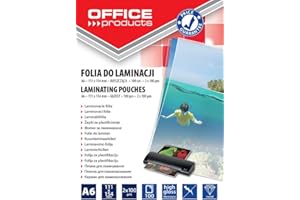 OFFICER PRODUCTS Folia do Laminowania OFFICE PRODUCTS A6 2x100mikr Błyszcząca 100szt Transparentna/Prezentacja/Typ-do Laminowania/Rodzaj-Błyszcząca/Materiał-Plastik/Kolor-Transparentny/Grubość (mm)-2x100µm
