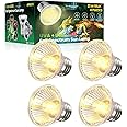 Bonlux 50W E27 Reptile Heat Lamp, UVA+UVB Full Spectrum Sum Lamp Dimmable Sunbathe Heat Light AC220-240V Basking Lamp, for Reptiles, Amphibians, Lizards, Turtle, Snakes(4 Pack, Warm White 2700K)