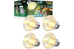 Bonlux 50W E27 Reptile Heat Lamp, UVA+UVB Full Spectrum Sum Lamp Dimmable Sunbathe Heat Light AC220-240V Basking Lamp, for Reptiles, Amphibians, Lizards, Turtle, Snakes(4 Pack, Warm White 2700K)