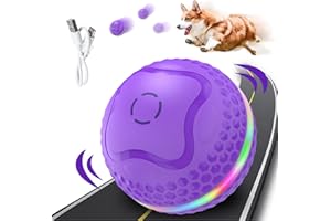 Supore Palla Interattiva per Cani Grandi, Ø 85mm Palla Rotante Automatica, Palla Eelettrica a 360° con Luce a LED, Ricaricabile via USB, Giocattoli Interattivi Palla per Cani Grande e Media (Viola)