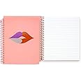 Kate Spade New York Pink Mini Spiral Notebook, 8.25" x 6.75" Journal Notebook with 112 Lined Pages, Heart Lips